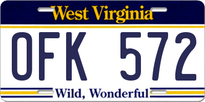 WV license plate OFK572