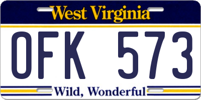 WV license plate OFK573