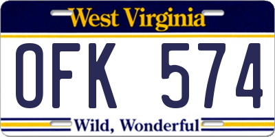 WV license plate OFK574