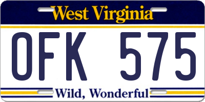 WV license plate OFK575