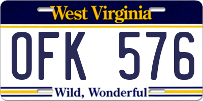 WV license plate OFK576