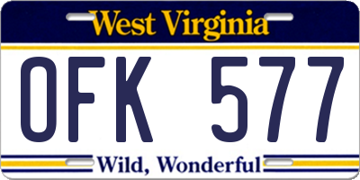 WV license plate OFK577