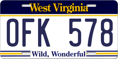 WV license plate OFK578