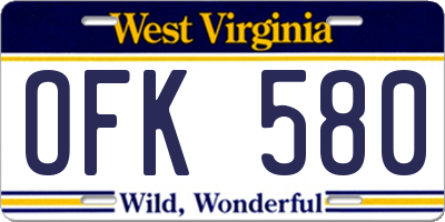 WV license plate OFK580