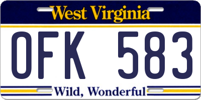 WV license plate OFK583