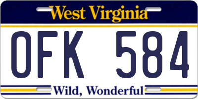 WV license plate OFK584
