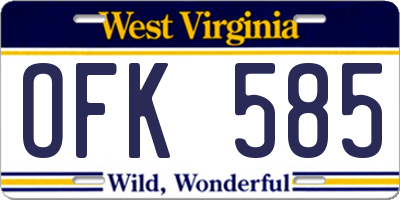 WV license plate OFK585