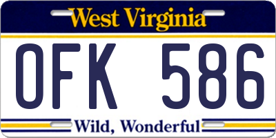 WV license plate OFK586