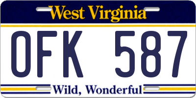 WV license plate OFK587
