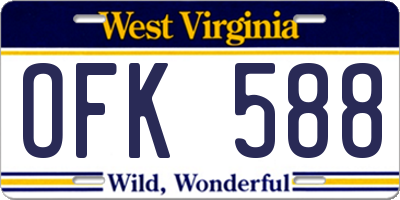 WV license plate OFK588