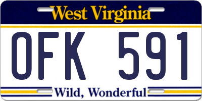 WV license plate OFK591