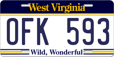 WV license plate OFK593