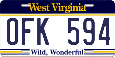 WV license plate OFK594