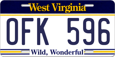 WV license plate OFK596