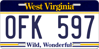 WV license plate OFK597