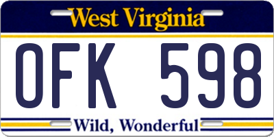 WV license plate OFK598