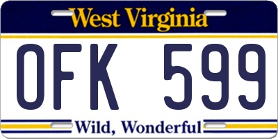WV license plate OFK599