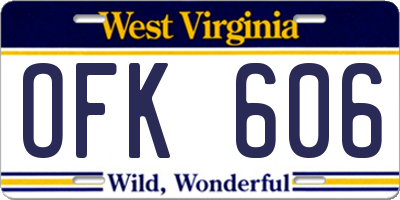 WV license plate OFK606