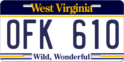 WV license plate OFK610