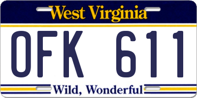 WV license plate OFK611