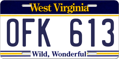 WV license plate OFK613