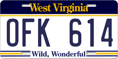 WV license plate OFK614