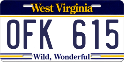 WV license plate OFK615