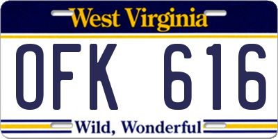 WV license plate OFK616