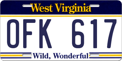 WV license plate OFK617