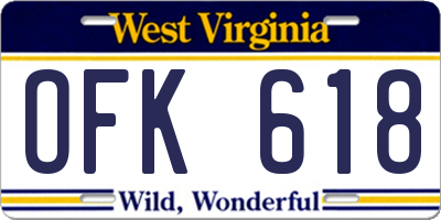 WV license plate OFK618