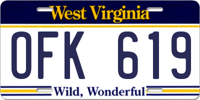 WV license plate OFK619