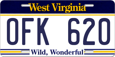 WV license plate OFK620