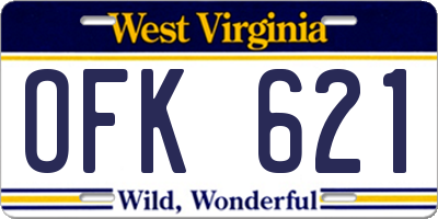 WV license plate OFK621