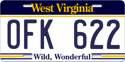 WV license plate OFK622