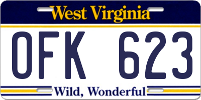 WV license plate OFK623