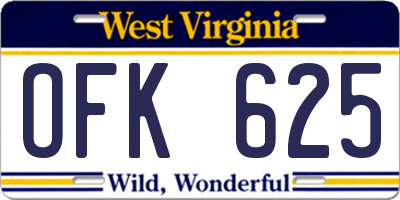 WV license plate OFK625