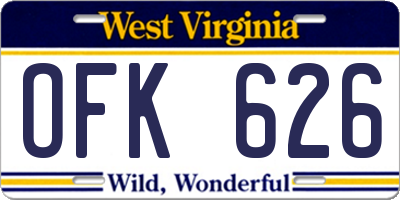 WV license plate OFK626