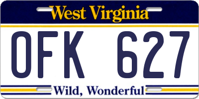 WV license plate OFK627