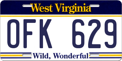 WV license plate OFK629