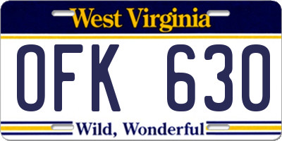 WV license plate OFK630
