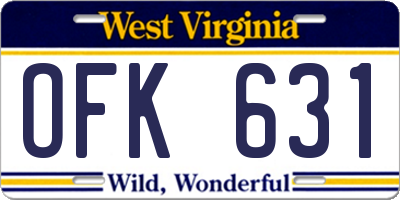 WV license plate OFK631