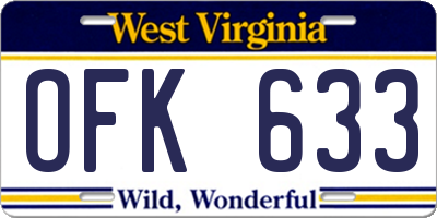 WV license plate OFK633