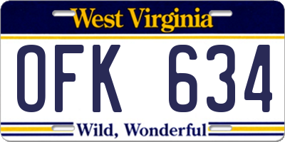 WV license plate OFK634