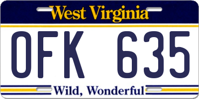 WV license plate OFK635