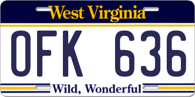 WV license plate OFK636