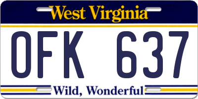 WV license plate OFK637