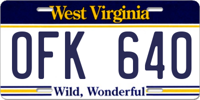 WV license plate OFK640