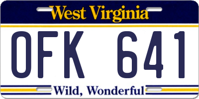 WV license plate OFK641