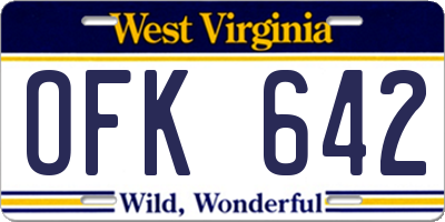 WV license plate OFK642
