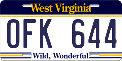WV license plate OFK644